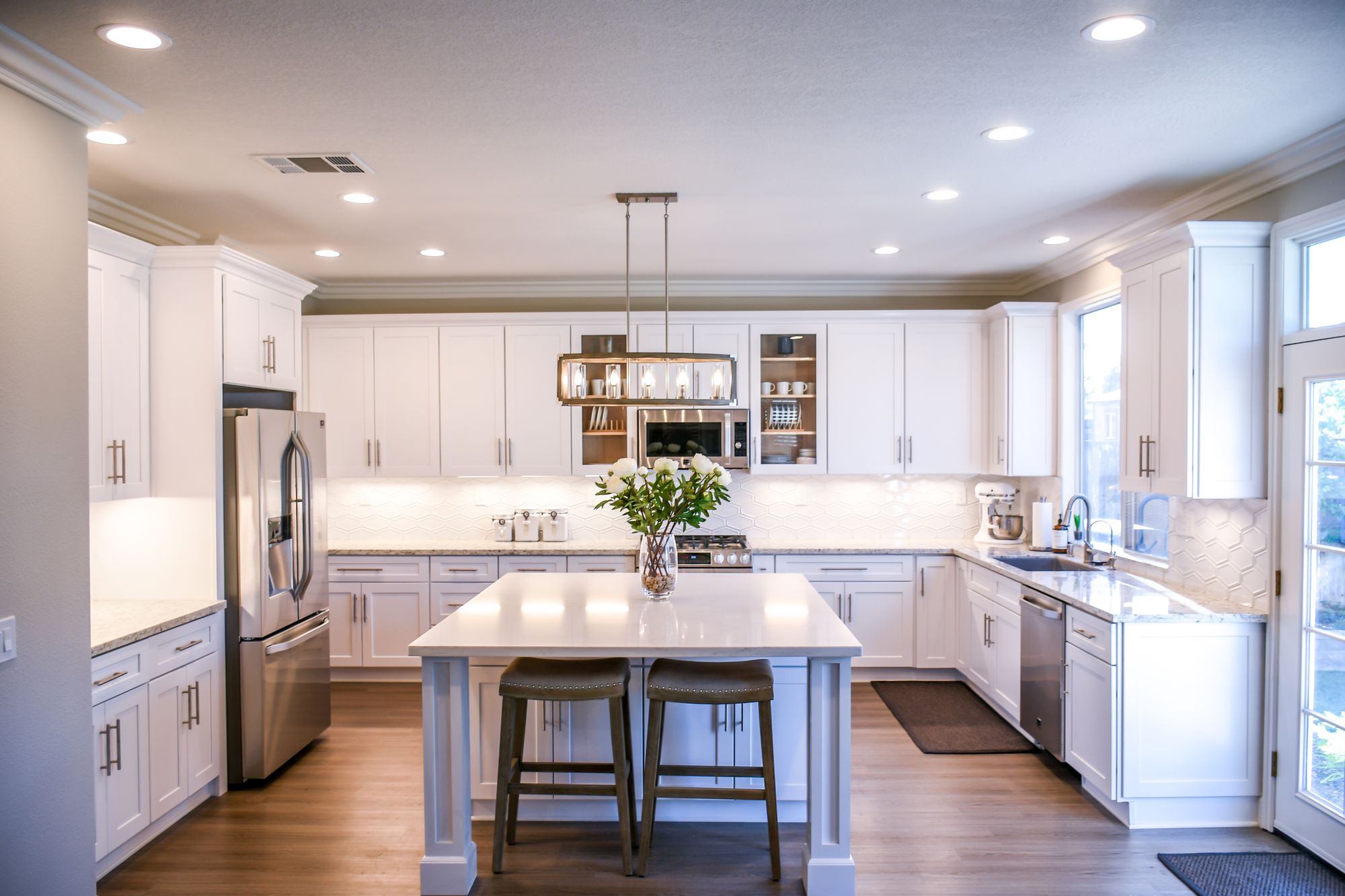 Bright staged kitchen in a managed rental