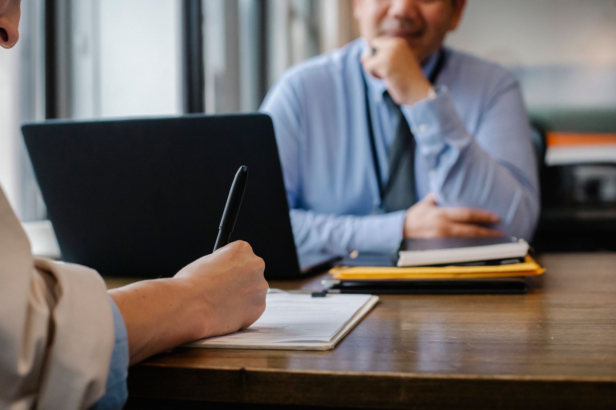 Professional consultation across a desk